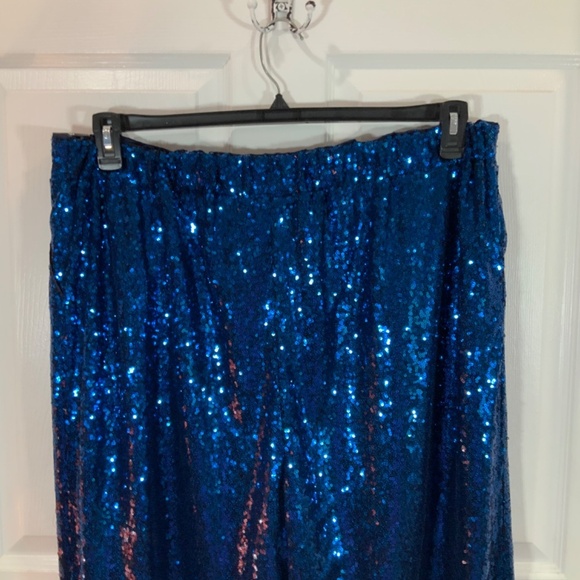 New York & Company Sequin Blue Wide Leg Party Holiday Pants Plus Size XXL NEW - Picture 6 of 12